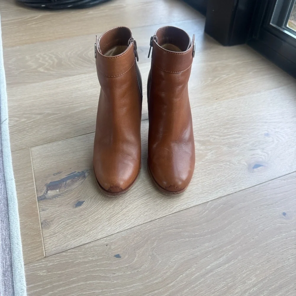 Christian Louboutin Tan Ankle Boots with Signature Red Soles